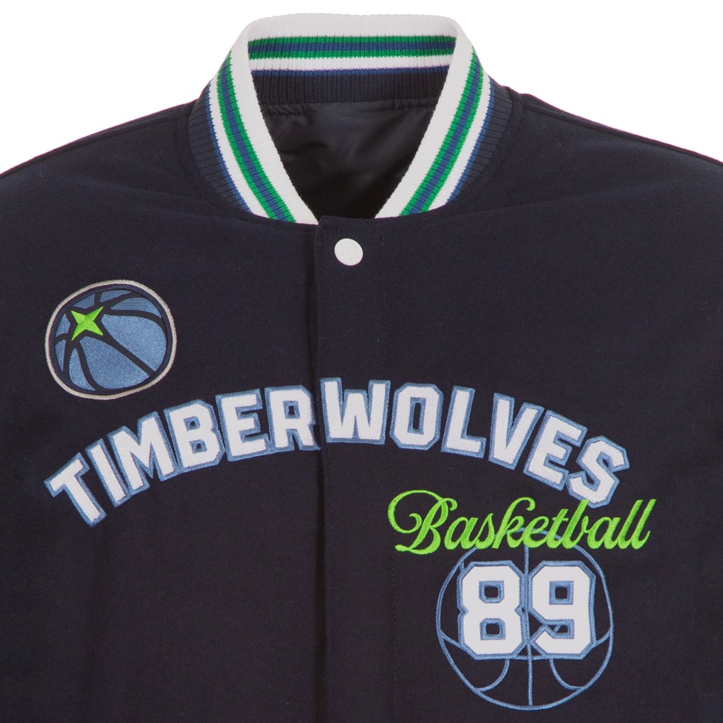  Minnesota Timberwolves JH Design Reversible Wool Full-Zip Jacket - Navy